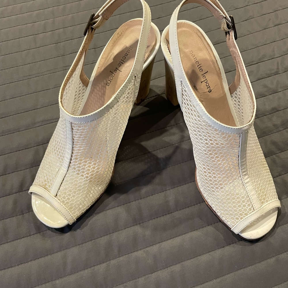 Nanette Lepore Cream Mesh Slingback Heels